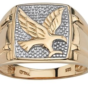 Mens Eagle ring .925 Silver w/18k Gold plating